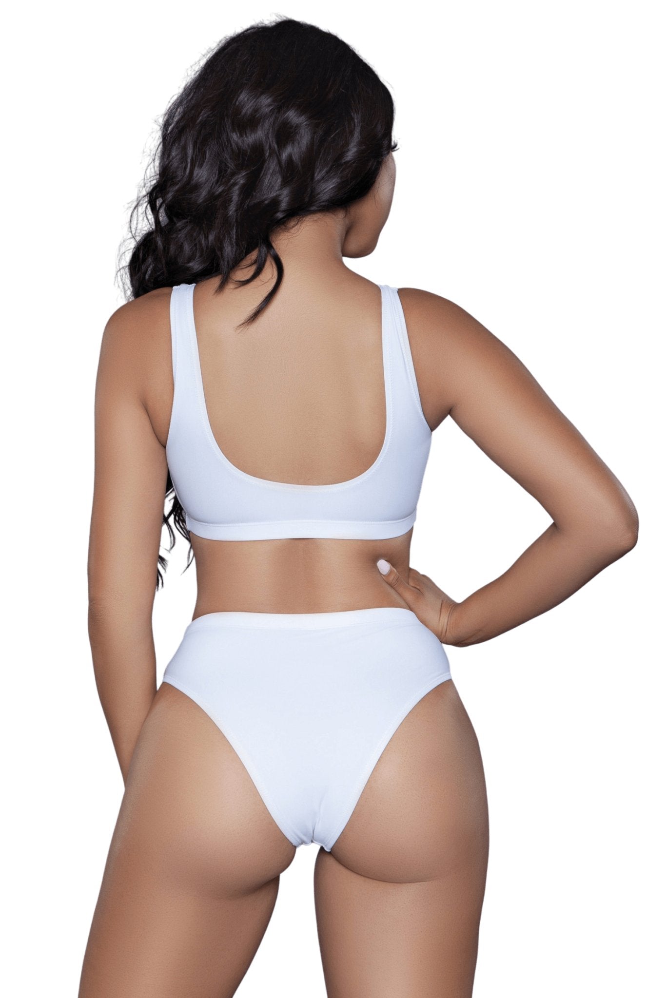 Solid High Waist Two Piece Bikini Musotica.com