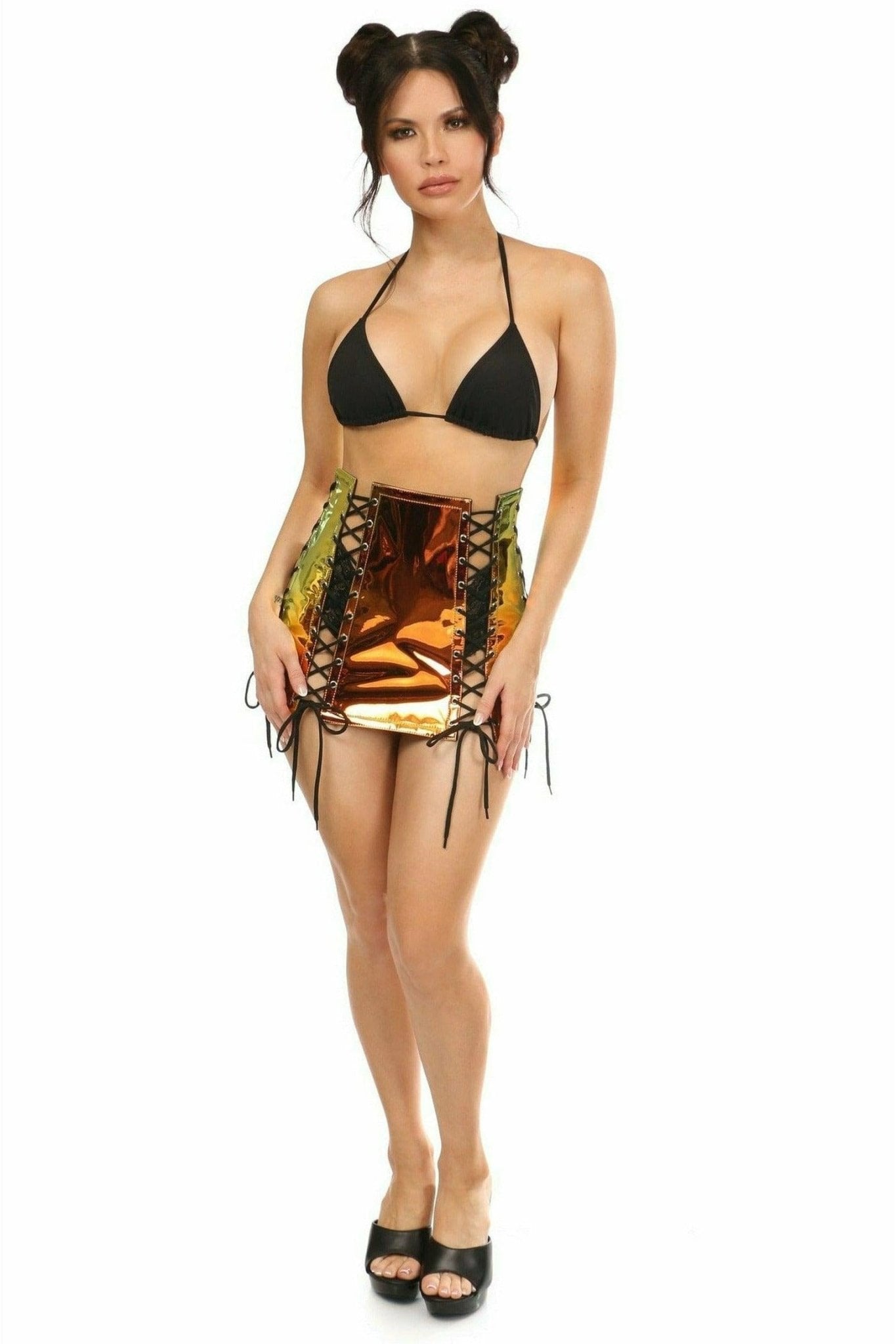 Sunset Hologram Lace-Up Skirt Musotica.com