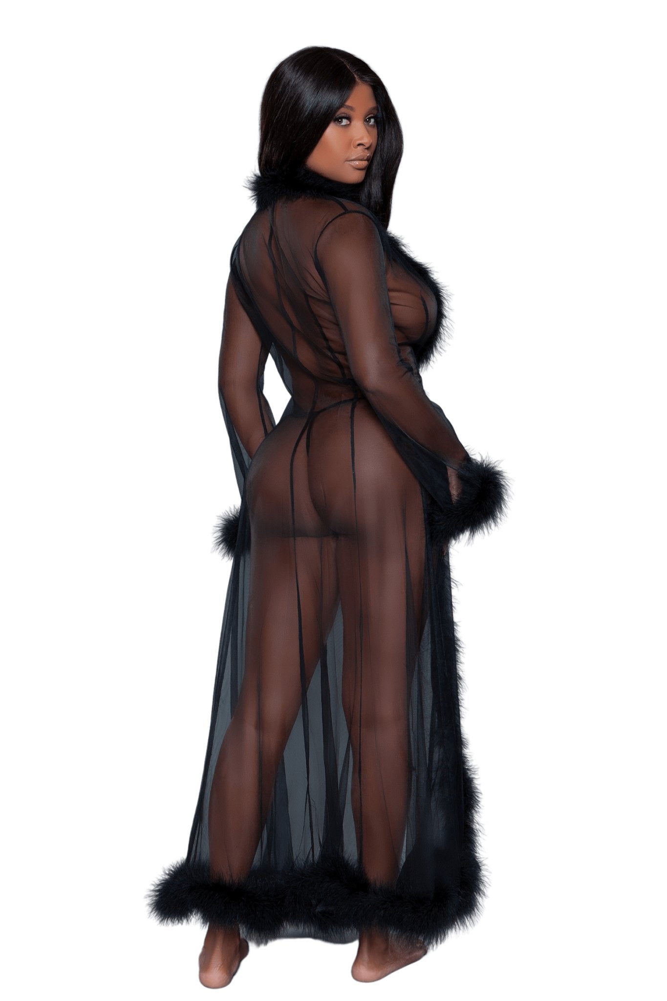 Vintage Look Marabou Long Robe Musotica.com