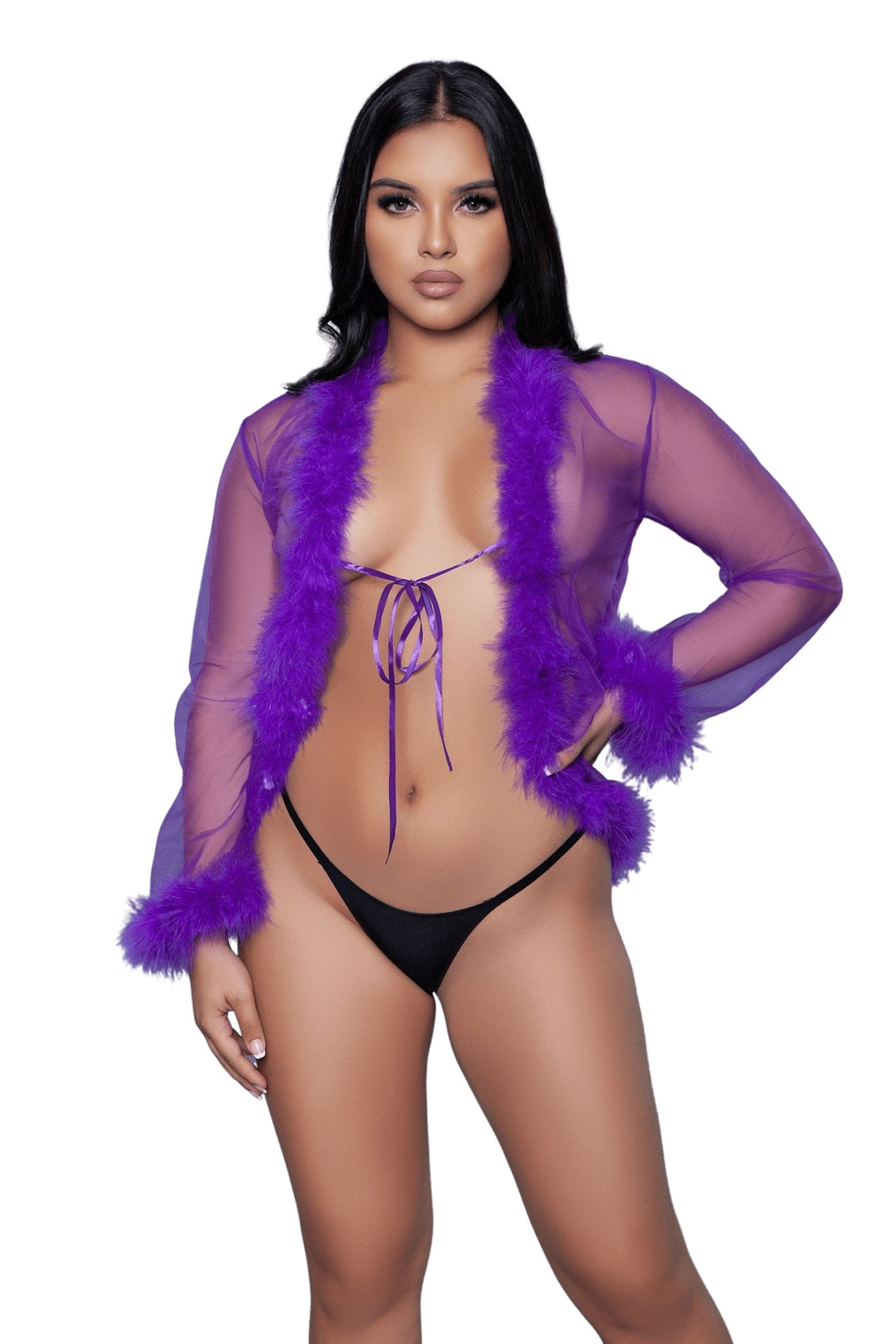 Vintage Look Marabou Short Robe Musotica.com