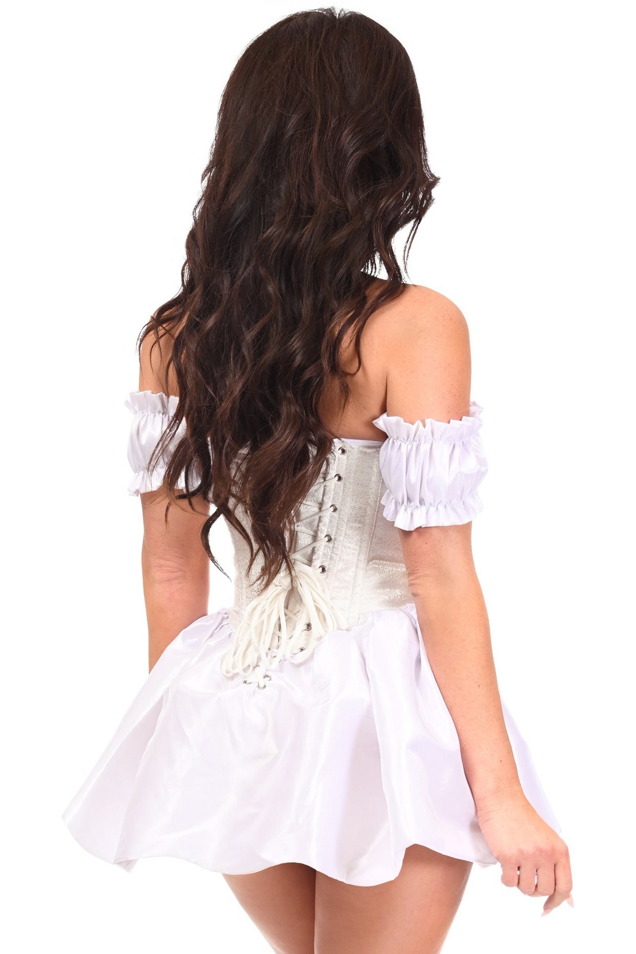White Elegance Brocade & Taffeta Steel Corset Dress Musotica.com