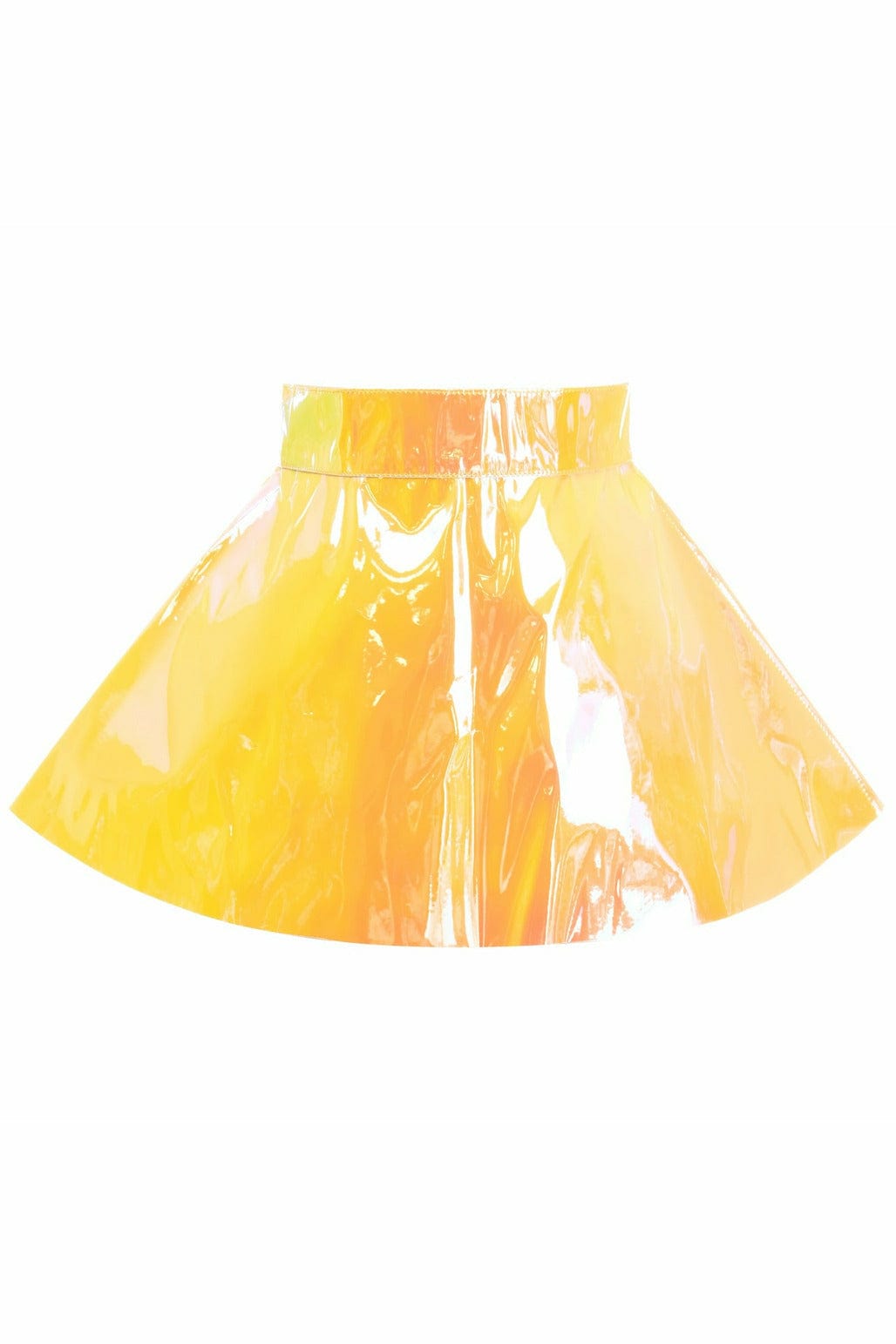 Yellow Pink PVC Holographic Skater Skirt